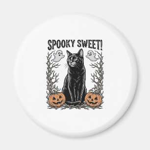 Aimant Chemise de gravure Halloween vintage de chat noir