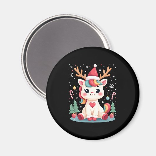 Aimant Chemise de Noël Mignonne Filles Femmes Xmas Licorn (Recto/Verso)