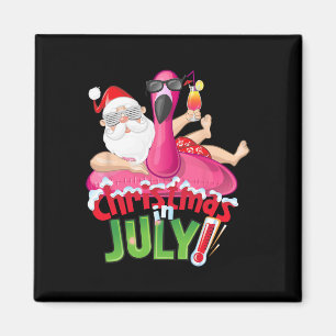 Aimant Chemise drôle de Noël en juillet Flamingo d'été fl