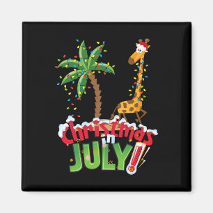 Aimant Chemise drôle de Noël en juillet Santa Girafe Palm