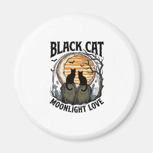 Aimant Chemise Halloween Chat Noir Vintage Lune Cimetière