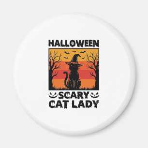 Aimant Chemise Halloween Dame de chat effrayant Gravure V