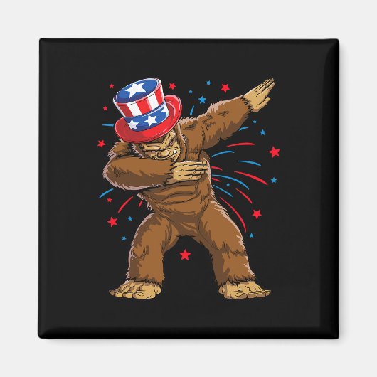Aimant Chemises Bigfoot 4 juillet Sasquatch Drapeau Améri (Devant)