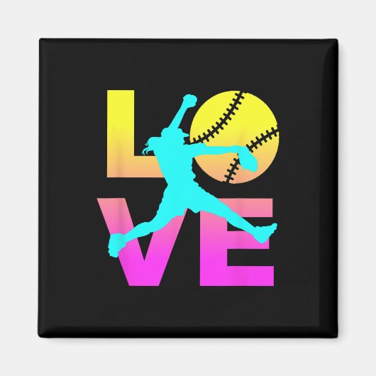 Aimant Chemises de softball pour filles amour (Devant)