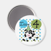 Aimant Chemises et cadeaux Blue Cow 4th Birthday (Recto/Verso)