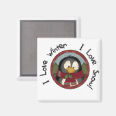 Aimant Chemises et cadeaux de vacances en pingouin d'hive (Recto/Verso)