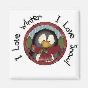 Aimant Chemises et cadeaux de vacances en pingouin d'hive