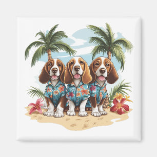 Aimant Chemises hawaïennes pour chiens Basset Hound