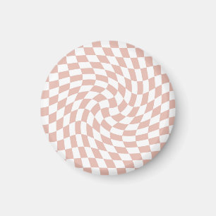 Aimant Chèques Retro Dusty Rose rose sable À damiers