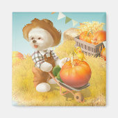 Aimant Cher fermier chien avec Citrouille (Devant)