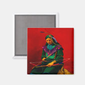 Aimant Cherokee Indian Pop Art (Recto/Verso)