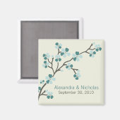 Aimant Cherry Blossom Designer Wedding Favor 2 (turquoise (Recto/Verso)