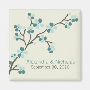 Aimant Cherry Blossom Designer Wedding Favor 2 (turquoise