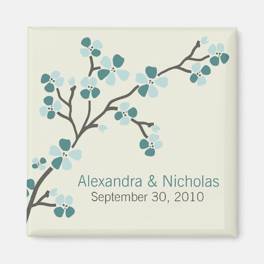 Aimant Cherry Blossom Designer Wedding Favor 2 (turquoise (Devant)