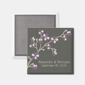 Aimant Cherry Blossom Designer Wedding Favor (prune) (Recto/Verso)