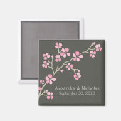 Aimant Cherry Blossom Designer Wedding Favor (rose) (Recto/Verso)