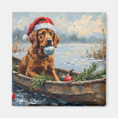 Aimant Chesapeake Bay Retriever Christmas Hunting Boat (Devant)