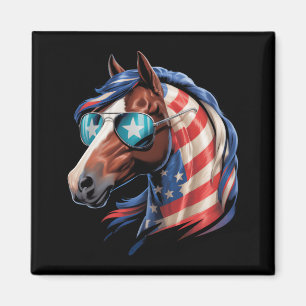 Aimant Cheval 4 juillet Amoureux des chevaux Drapeau amér