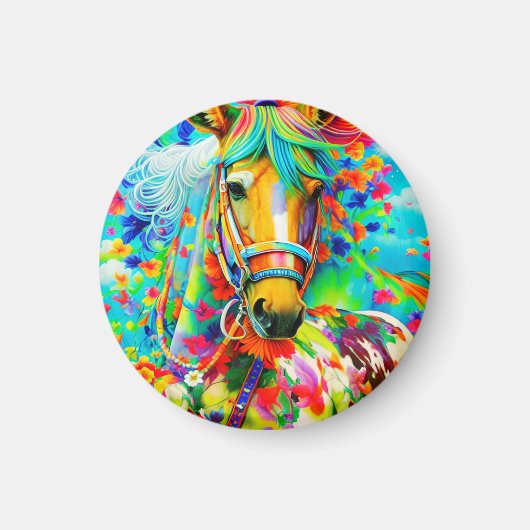 Aimant Cheval Adorne aux fleurs (Devant)