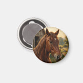 Aimant Cheval Alezan Heure Dorée Grange (Recto/Verso)