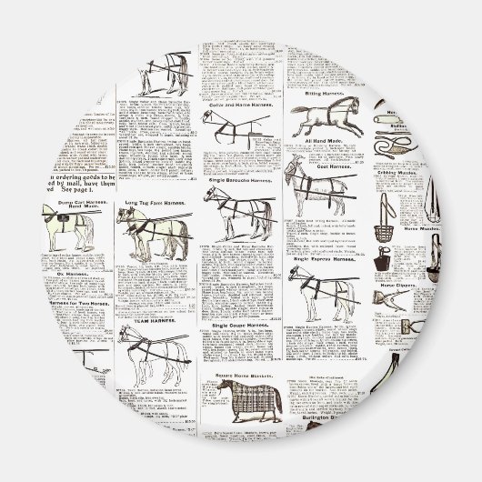 Aimant Cheval Antique Publicité Journal Art (Devant)