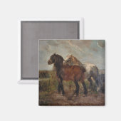 Aimant Cheval Belge Brown Peinture fine d'art : (Recto/Verso)