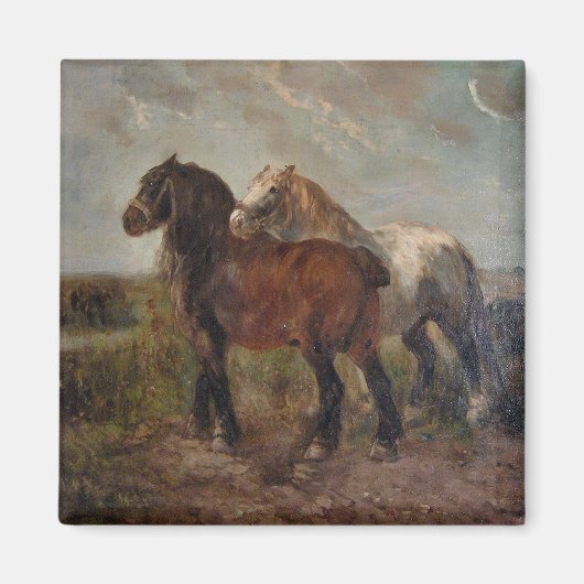 Aimant Cheval Belge Brown Peinture fine d'art : (Devant)