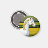 Aimant Cheval blanc avec guirlande florale (Recto/Verso)