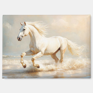 Aimant Cheval Blanc courir sur la plage