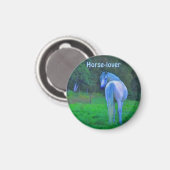 Aimant Cheval blanc en Lune Cadeau d'Art Magnétique (Recto/Verso)