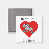 Aimant Cheval chasseur/cavalier dans le coeur (Recto/Verso)
