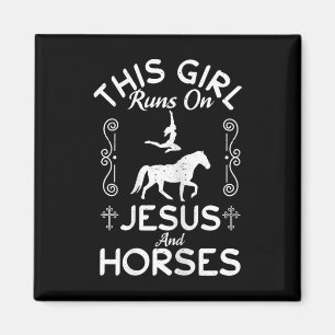 Aimant Cheval Chrétien À Cheval Cette Fille Coule Sur Jés