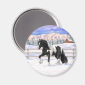 Aimant Cheval d'attelage de la bandelette tzigane noire d (Recto/Verso)