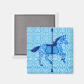 Aimant Cheval de carrousel - Cobalt et Sky Blue (Recto/Verso)