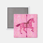 Aimant Cheval de carrousel - Fuchsia rose (Recto/Verso)