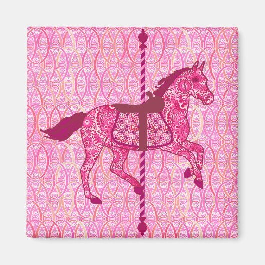 Aimant Cheval de carrousel - Fuchsia rose (Devant)