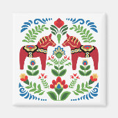 Aimant Cheval de Dala suédois Rouge (Devant)