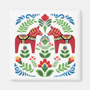 Aimant Cheval de Dala suédois Rouge