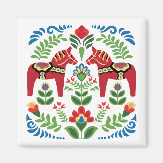 Aimant Cheval de Dala suédois Rouge (Devant)