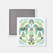 Aimant Cheval de Dala suédois Turquoise (Recto/Verso)