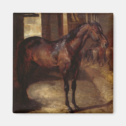 Aimant Cheval de Dark Bay dans l'écurie (Devant)
