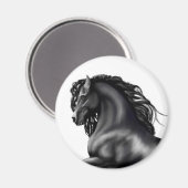 Aimant Cheval de Friesian Stallion (Recto/Verso)