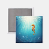 Aimant Cheval de mer avec bulles de coeur (Recto/Verso)