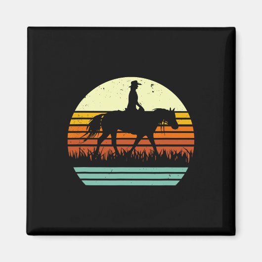 Aimant Cheval de piste du Ranch Western Style Retro (Devant)