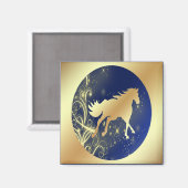 Aimant Cheval d'or avec accents d'or sur le bleu et l'or (Recto/Verso)