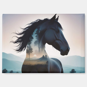 Aimant Cheval Double exposition Animal Nature sauvage Art