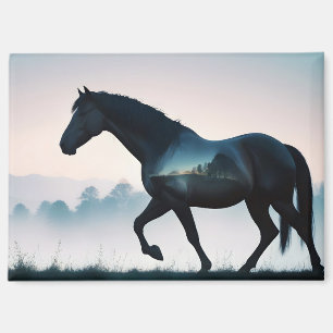 Aimant Cheval Double exposition Animal Nature sauvage Art