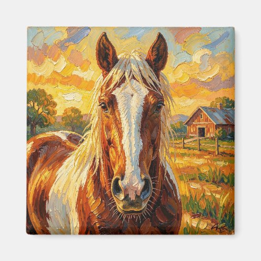Aimant Cheval en impasto dans une ferme (Devant)