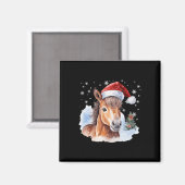 Aimant Cheval équestre de Noël Santa Chapeau Animal Eques (Recto/Verso)
