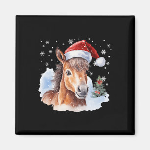 Aimant Cheval équestre de Noël Santa Chapeau Animal Eques